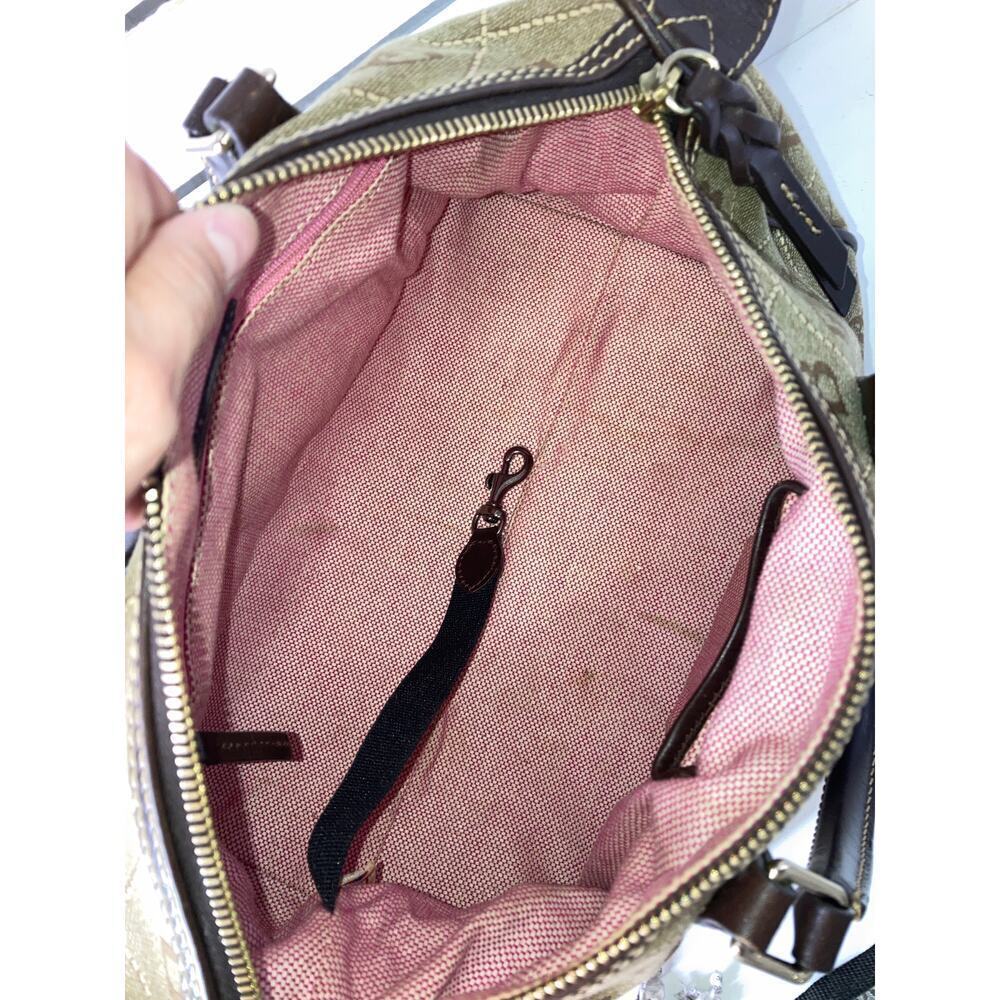 DOONEY BOURKE LARGE TAN CANVAS LEATHER TRIM HANDBAG - Picture 12 of 16